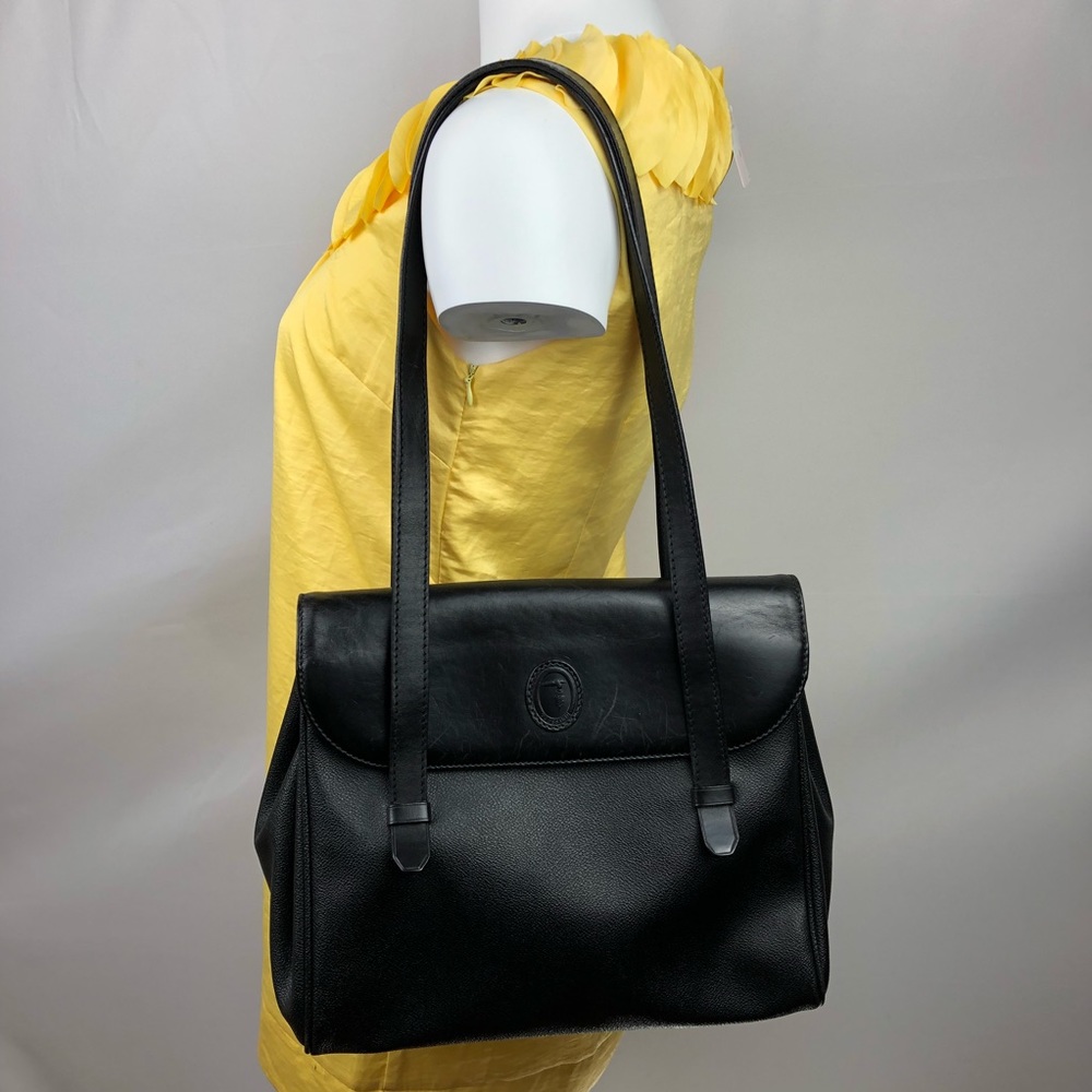 Trussardi Collezione Black Leather Shoulder Bag